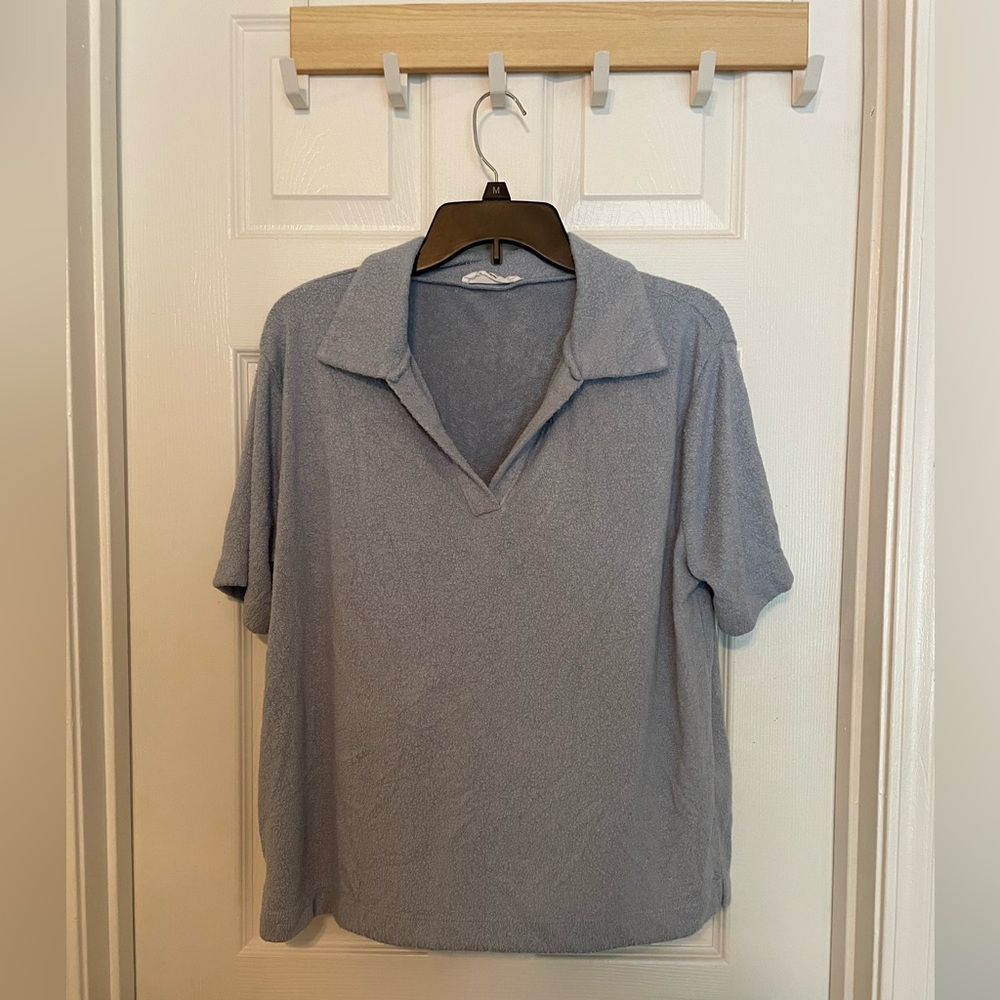 Soft Blue Fuzzy Top - Size Large